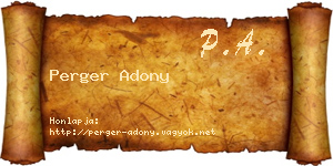 Perger Adony névjegykártya